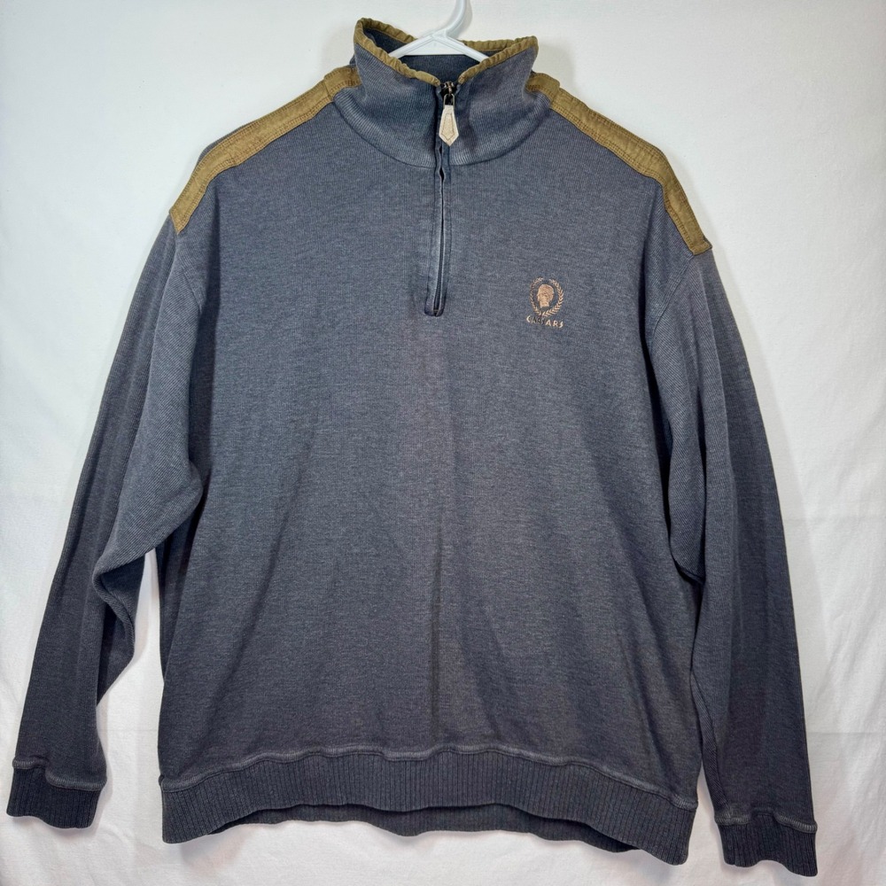 Caesars Quarter Zip Pullover Sweater Embroidered‎ Logo Shoulder Detail Sz XL